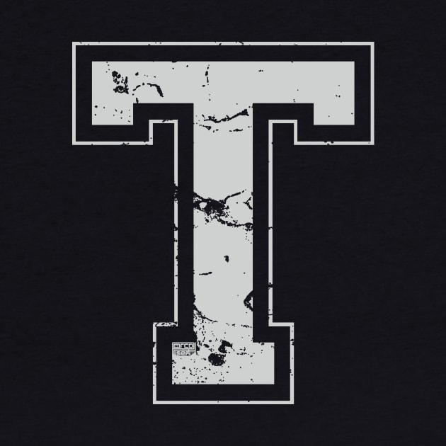 Initial Letter T Gray Jersey Sports Athletic Player by porcodiseno